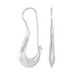 Boho Artisan Tribal Etching Dangle Earrings Silver Bell