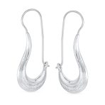 Boho Artisan Tribal Etching Dangle Earrings Silver Bell - Image 2