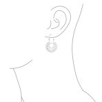 Boho Retro Filigree Mandala Dangle Earrings Silver Hoop - Image 3