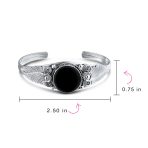 Nature Leaf Navajo Style Onyx Turquoise Wide Cuff Bracelet in Sterling Silver - Image 8