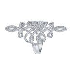 Pave Cubic Zirconia CZ Full Finger Statement Swirl Infinity Ring Sterling Silver - Image 2