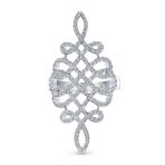 Pave Cubic Zirconia CZ Full Finger Statement Swirl Infinity Ring Sterling Silver