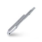 Fashion Geometric CZ Pave Double Sideway Bar Two Finger Statement Ring .925 Sterling Silver