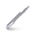 Fashion Geometric CZ Pave Double Sideway Bar Two Finger Statement Ring .925 Sterling Silver