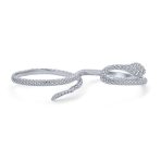 Trendy Cubic Zirconia Snake Statement Two Finger Ring Sterling Silver - Image 2