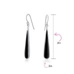Simple Green Agate Inlay Long Flat Teardrop Shaped Dangle Earrings .925 Sterling Silver - Image 22