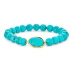 Set of 2 Boho Faceted Large Center Natural 8MM Ball Bead Stone Stretch Bracelet - Image 3