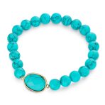 Set of 2 Boho Faceted Large Center Natural 8MM Ball Bead Stone Stretch Bracelet - Image 5