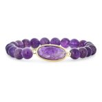 Set of 2 Boho Faceted Large Center Natural 8MM Ball Bead Stone Stretch Bracelet - Image 4