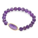 Set of 2 Boho Faceted Large Center Natural 8MM Ball Bead Stone Stretch Bracelet - Image 6