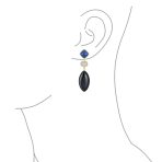Dangle Gemstone Earrings Blue Lapis Onyx in 14K Gold Plated - Image 3