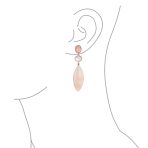 Unique Boho Dangle Gemstone Earrings White MOP & Pink Aventurine in Gold Plated - Image 3