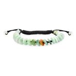 Natural Light Green Jade Donut Disc Stone Bracelet Adjustable Cord 7-9”