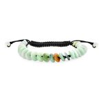 Natural Light Green Jade Donut Disc Stone Bracelet Adjustable Cord 7-9”