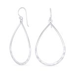 Boho Pear Shaped Lightweight Hoop Huggie Earrings Silver
