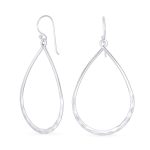 Boho Pear Shaped Lightweight Hoop Huggie Earrings Silver