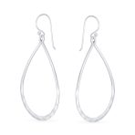 Boho Pear Shaped Lightweight Hoop Huggie Earrings Silver - Image 2