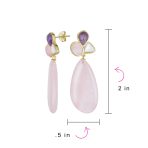 Boho Geometric Dangle Earrings Gemstone Accents Gold Plated - Image 7