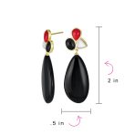 Boho Geometric Dangle Earrings Gemstone Accents Gold Plated - Image 8