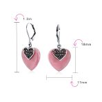 Hearts Bali Boho Dangle Gemstone Earrings Pink Aqua - Image 8