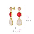 Boho Geometric Dangle Earrings Pink Quartz Blue Turquoise - Image 4