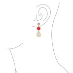 Boho Geometric Dangle Earrings Pink Quartz Blue Turquoise - Image 3