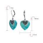 Hearts Bali Boho Dangle Gemstone Earrings Pink Aqua - Image 7
