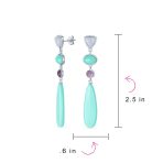 Unique Boho Geometric Dangle Gemstone Earrings in Silver with Turquoise Accents - Image 4