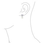 Victorian Dangle Chandelier Earrings with CZ Pearl and Bow Design Silver Plated - Image 3