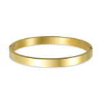 Channel Set White CZ Stackable Bangle Bracelet Gold Plated Stainless Steel - Image 3