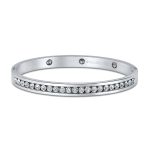 Channel Set White CZ Stackable Bangle Bracelet Gold Plated Stainless Steel - Image 2