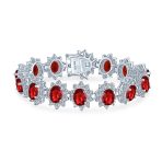Estate Jewelry Vintage Style CZ Sapphire Ruby Statement Bracelet & Earrings Set - Image 8