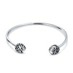 Love Message Filigree Bangle Bracelet Screw Clasp Silver
