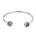 Love Message Filigree Bangle Bracelet Screw Clasp Silver