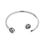 Love Message Filigree Bangle Bracelet Screw Clasp Silver - Image 2