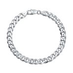 Thick Chain Link Bracelet Sterling Silver 8-9 Inch Italy