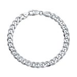 Thick Chain Link Bracelet Sterling Silver 8-9 Inch Italy