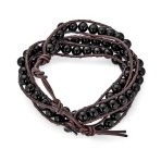 Unisex Wrap Bracelet Two Tone Multi Strand with Tiger Eye & Black Onyx Beads - Image 3