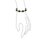 Black Gold Tone Pave Crystal Ball Strand Bracelet Black Cord - Image 4