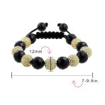 Black Gold Tone Pave Crystal Ball Strand Bracelet Black Cord - Image 7