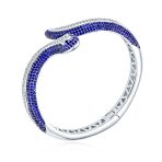 Exotic Bangle Bracelet with Cubic Zirconia in Rhodium Plated Finish - Image 4