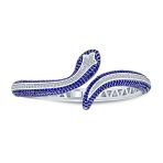 Exotic Bangle Bracelet with Cubic Zirconia in Rhodium Plated Finish