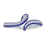 Exotic Bangle Bracelet with Cubic Zirconia in Rhodium Plated Finish