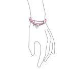 Romantic Pink Braided Leather Multi Wrap Heart Charm Charms Bracelet Stainless Steel - Image 3