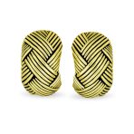 Half Hoop Woven Dome Basket Weave Clip-On Earrings Gold - Image 2