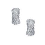 Fashion Criss Cross Twisted Pave Crystal Dome Hoop Clip On Earrings Non Pierced - Image 2
