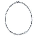 Cocktail Cubic Zirconia Bezel Set CZ Graduated Tennis Necklace Collar Silver Plated - Image 6