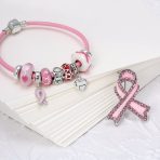 Empowerment Pink Ribbon Charm Bracelet - Genuine Leather Silver Clasp 6-8 Inch - Image 3