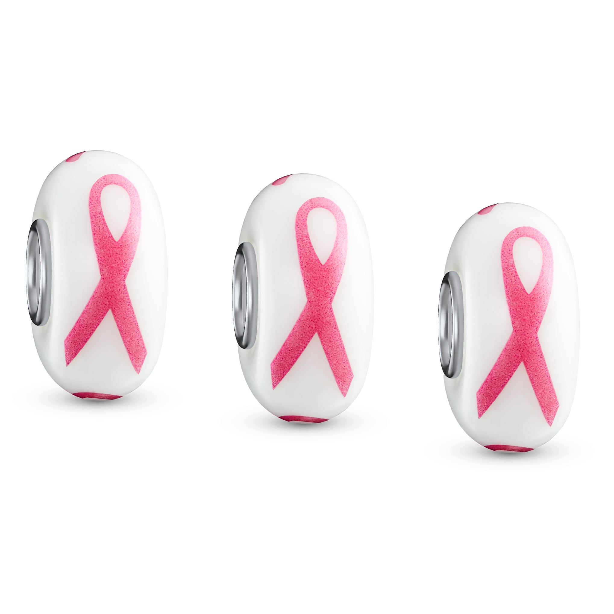 breast-cancer-awareness-glass-bead-murano_pbx-dsg2114_31 Set of 3 Glass Charm Bead Pink Ribbon Breast Cancer Survivor Murano for Bracelet - Image 1