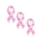 Set of 3 Crystal Ribbon Breast Cancer Survivor Brooch Pin